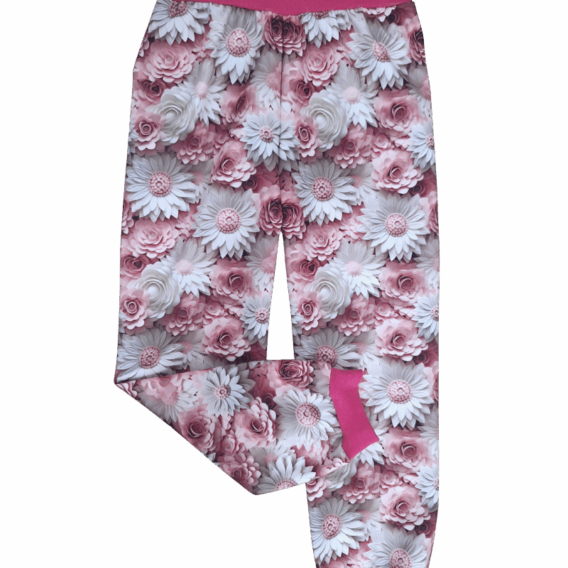 Softshellové nezateplené kalhoty "Růžové květy"